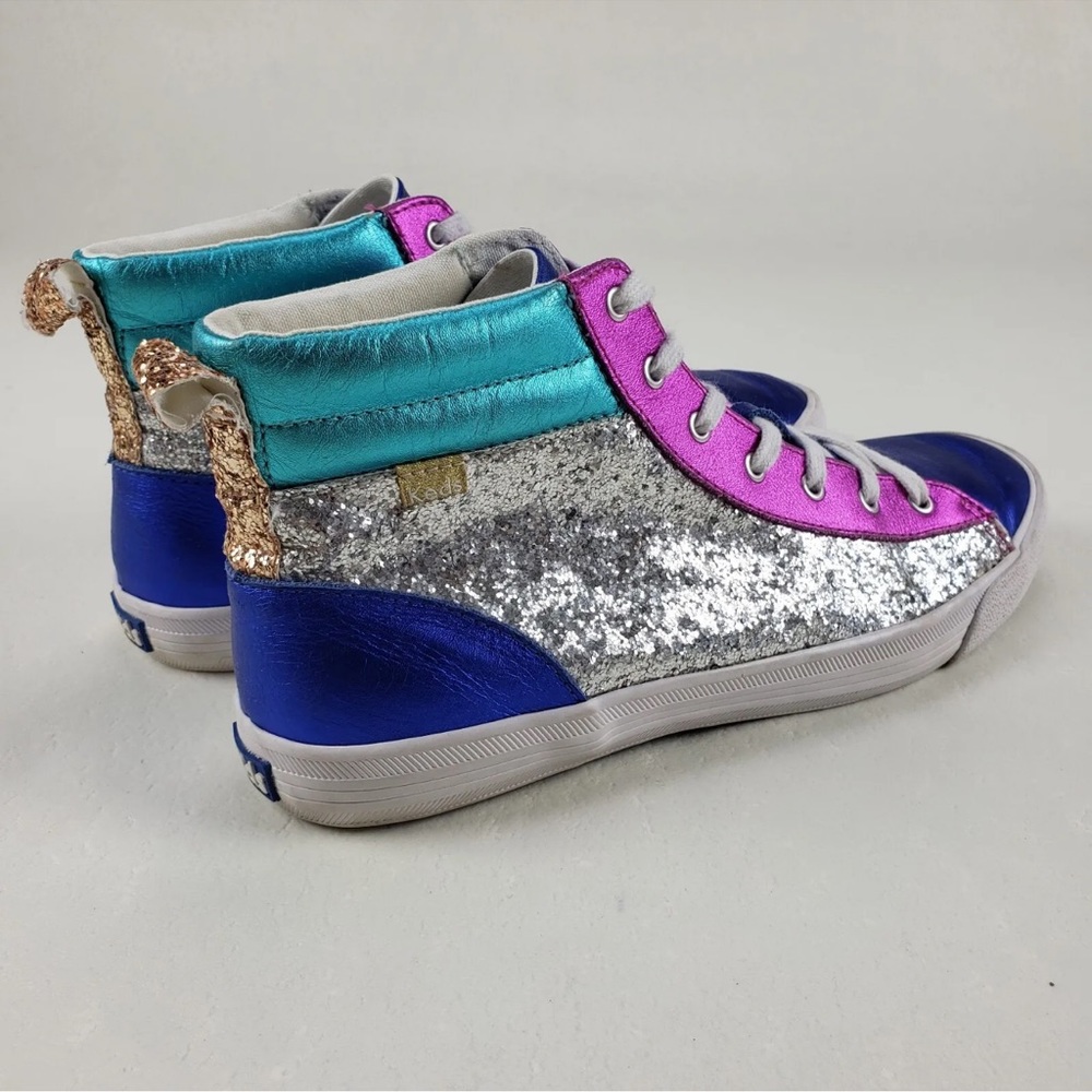 Keds x Joulik Glitter High Top Sneakers Silver Womens 8-8.5 Casual Shoes Brazil